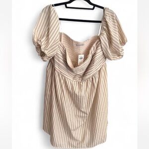 NWT Abercrombie & Fitch Pinstripe Puff Sleeve Dress XXL Tall